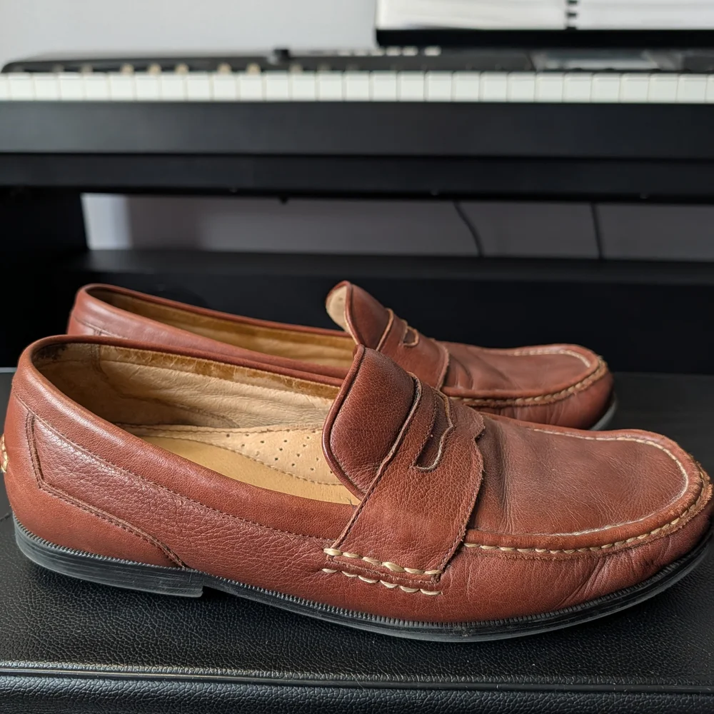 Rockport Men’s Brown Leather Penny Loafers 11W‎ Wide Comfort Dress Shoes
